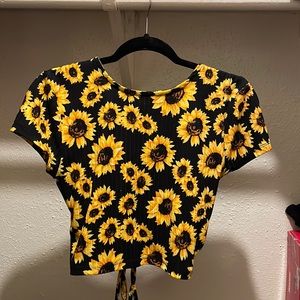 Faded Rose Sunflower Crop Top